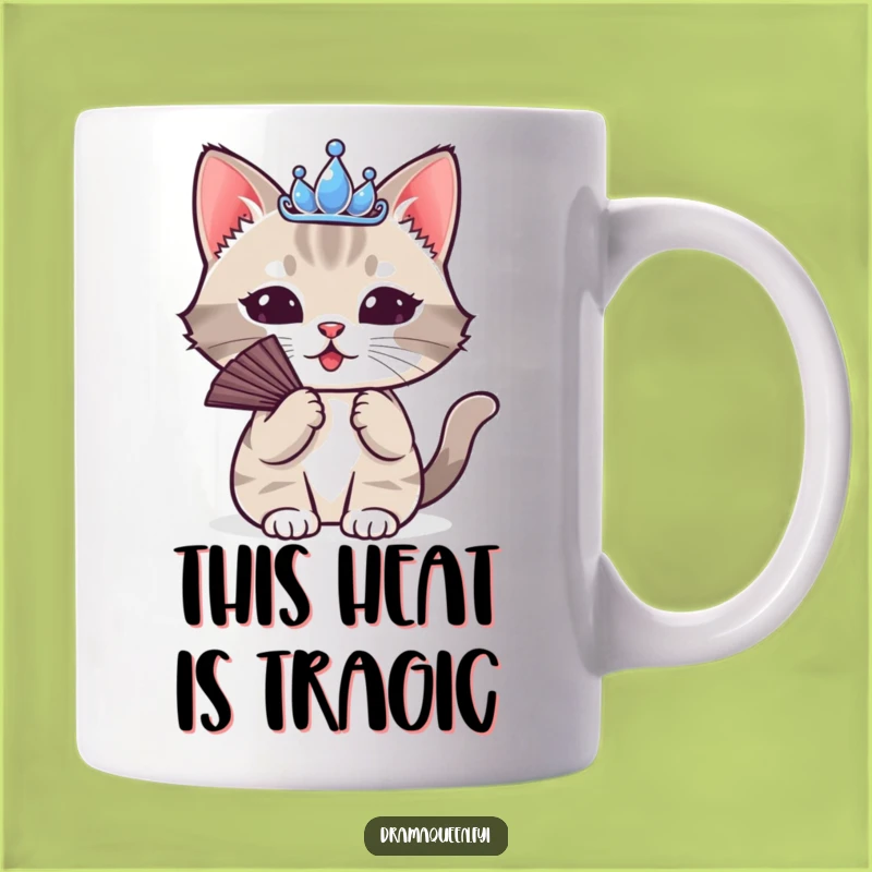 Funny Cat Tiara Mug: A Dramatic Fanning Feline Makes a Hilarious Gift