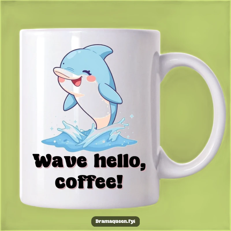 Funny Dolphin Wave Mug - Playful Leaping Dolphin Grin Funny Gift for Ocean Lovers