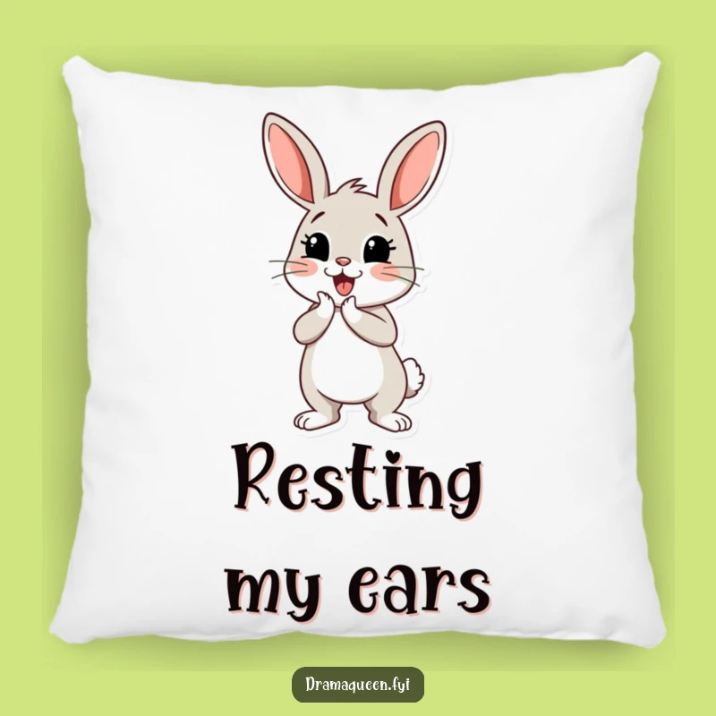Cozy Funny Bunny Curtsey Pillow: Cheerful Bunny Drama, Soft & Hilarious Accent