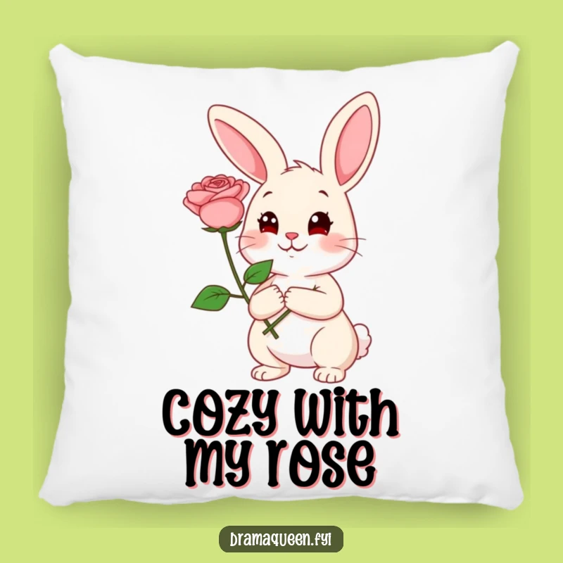 Funny Rabbit Rose Pillow: Cozy Coy Pose, Comfy Romantic Funny Gift