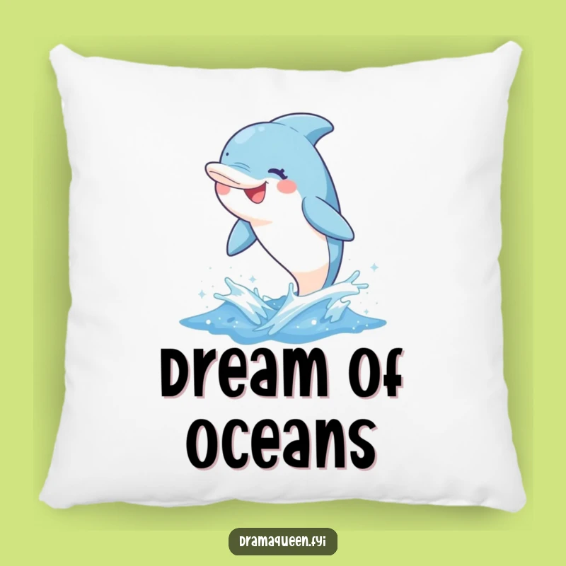 Funny Dolphin Wave Pillow - Cozy Grinning Dolphin Funny Gift for Dreamers