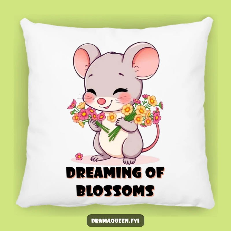 Funny Mouse Flower Pillow: Cheerful Bow Throw Pillow, Cozy Thoughtful Gift