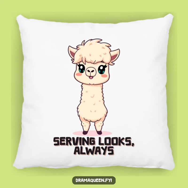 Funny Alpaca Pillow: Dramatic Pose & Fluffy Mane Comfort