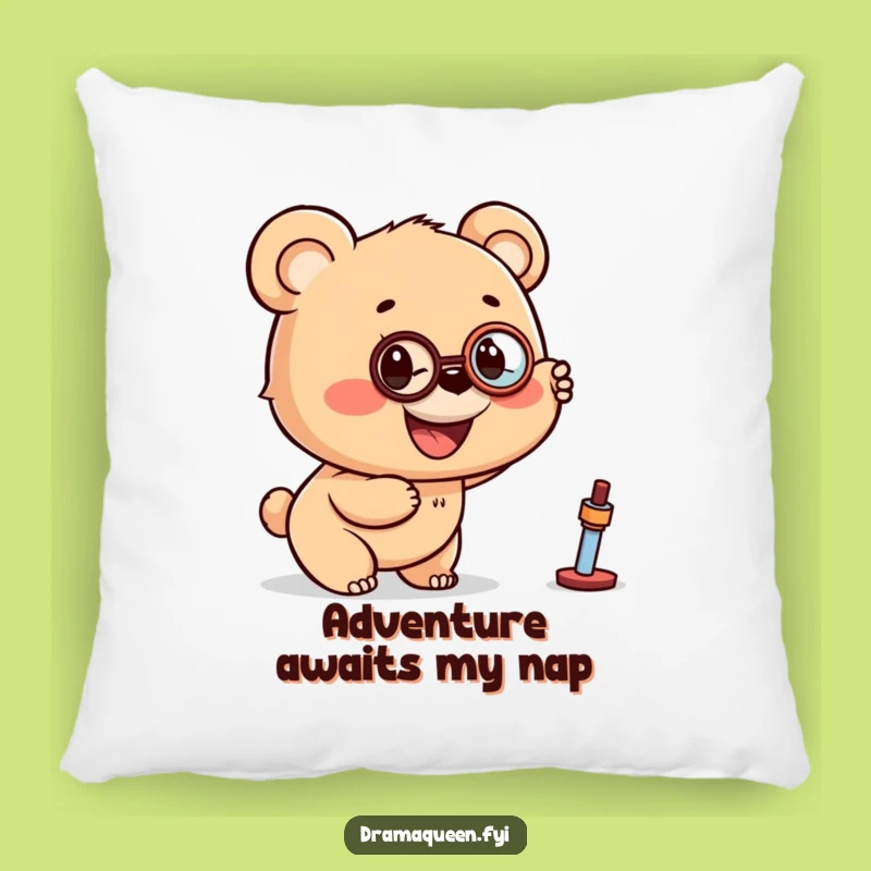 Funny Bear Cub Monocle Pillow - Cozy Comfort for Curious Souls