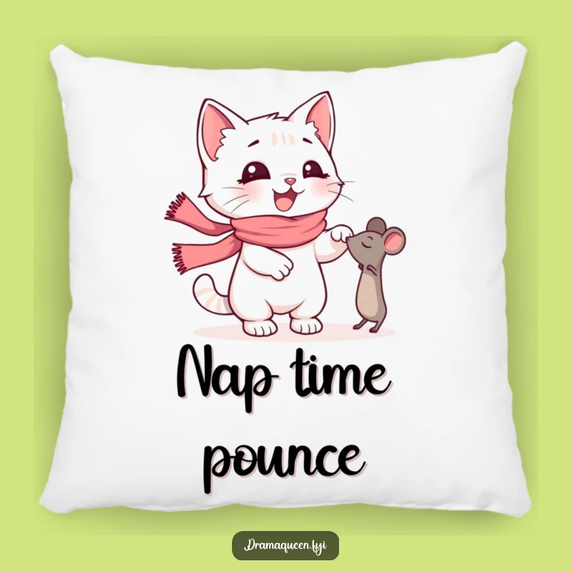 Funny Kitten Scarf Pillow: Cozy Dramatic Mouse Chase, Comfy Funny Gift