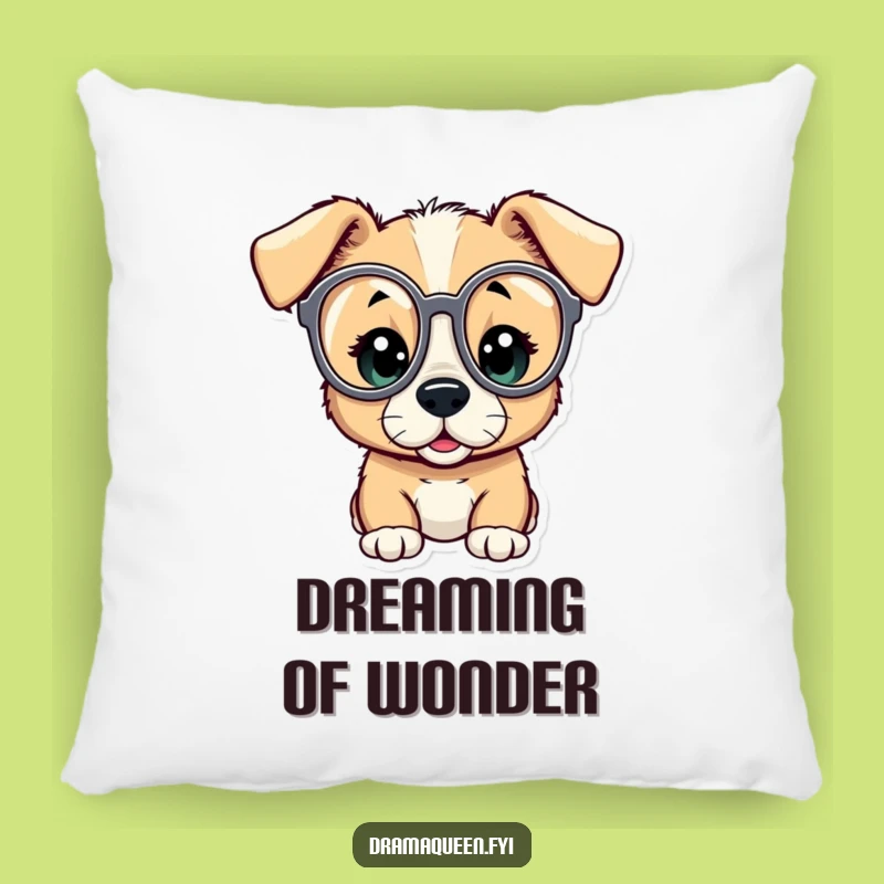 Funny Puppy Amazed Pillow: Curious Character Opera Glasses Throw Pillow, Cozy Gift