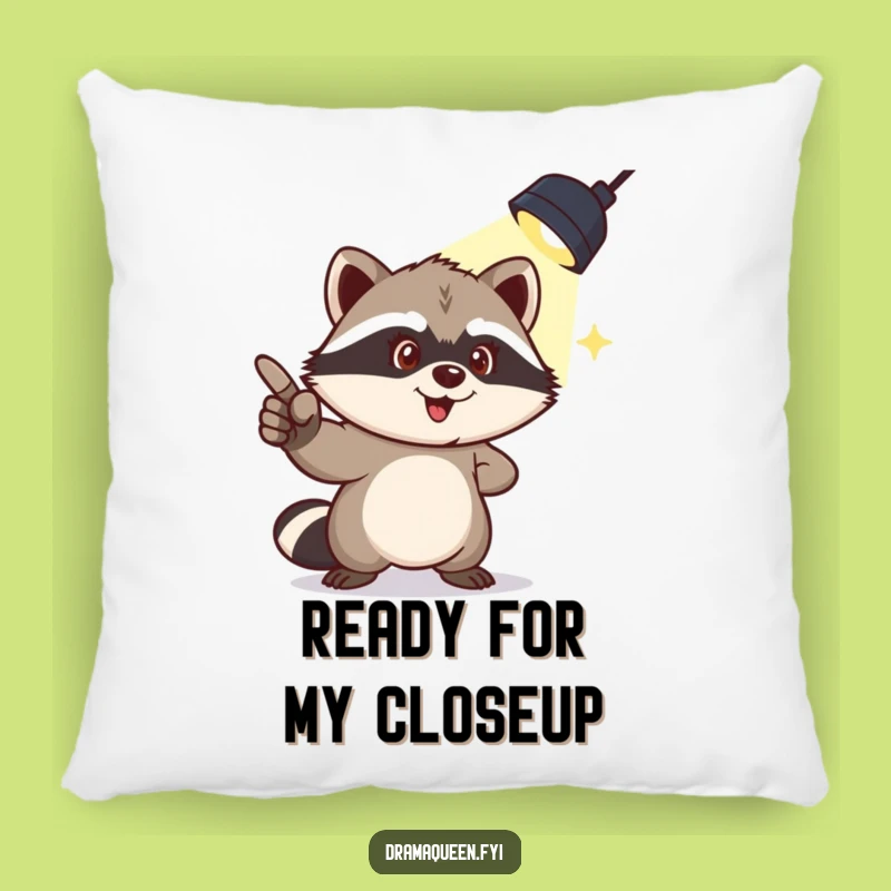 Funny Raccoon Pillow: Spotlight Mischief Comfort, Perfect Humorous Accent