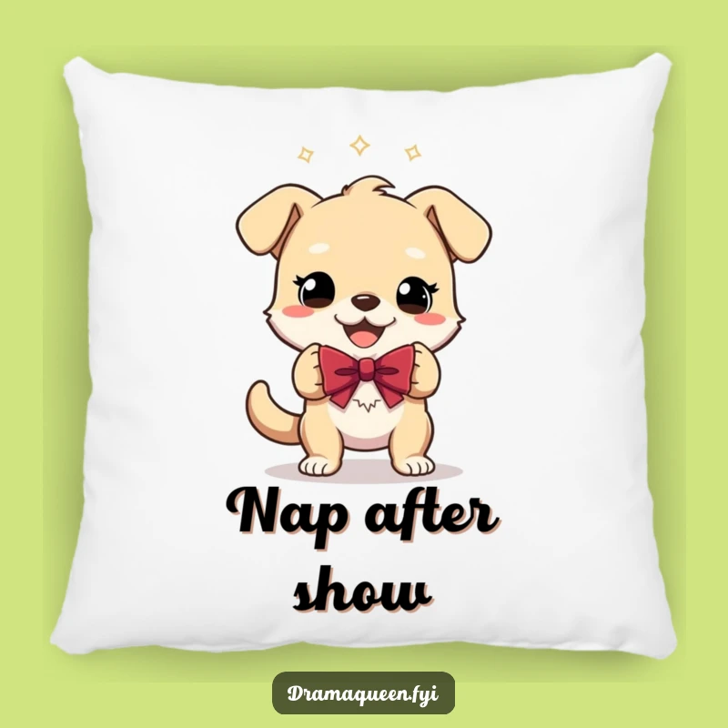 Funny Gleeful Dog Bow Pillow: Soft Character Cushion for Dramatic Comfort