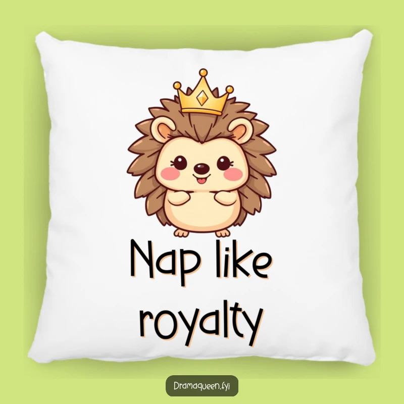 Funny Royal Hedgehog Pillow - Cozy Sparkly Crown Cushion Funny Gift for Dreamers