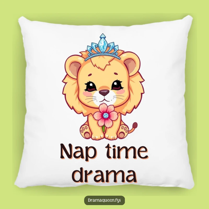 Funny Lion Cub Tiara Pillow - Cozy Comfort with Dramatic Royal Flair