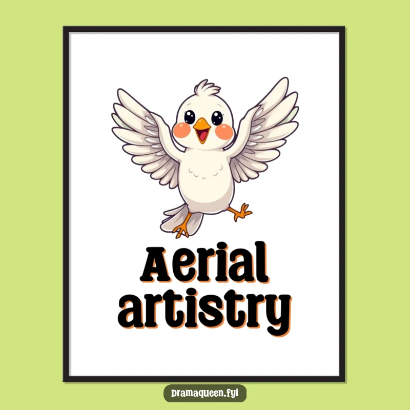 Funny Bird Pose Digital Art: Cheerful Flight for Instant Humorous Decor