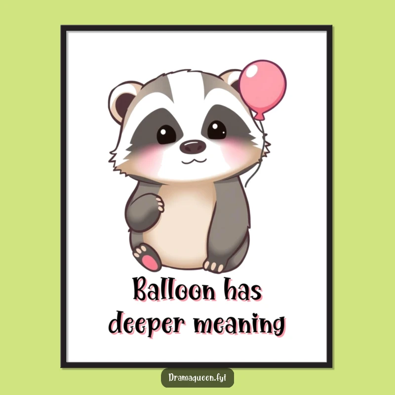 Funny Badger Balloon Digital Art - Instant Whimsy for Your Walls