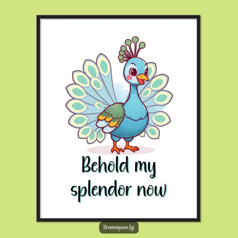 Funny Regal Peacock Tail Digital Print - Instant Vibrant Wall Art