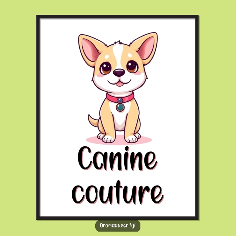 Funny Dog Runway Digital Art: Cute Dog Posing, Printable Decor, Hilarious Gift