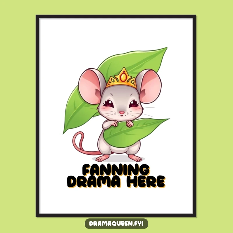 Funny Mouse Digital Art - Tiny Tiara Queen Print, Instant Funny Gift Download