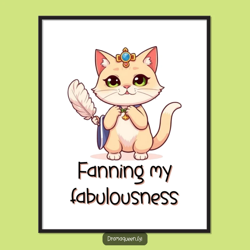 Funny Cat Fanning Digital Art: Dramatic Print for Regal & Sassy Walls!