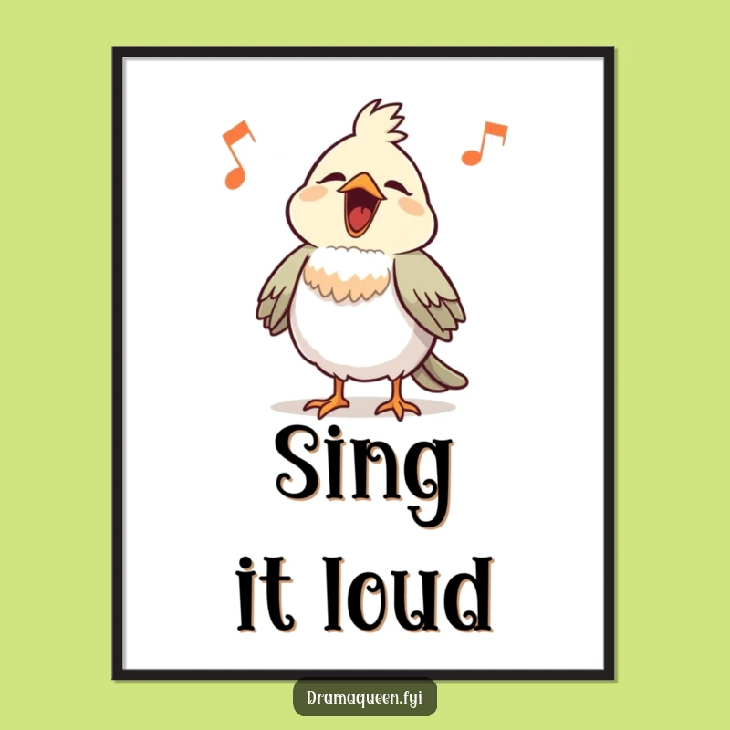 Funny Bird Singing Digital Art: Bring Comical Melodies Home