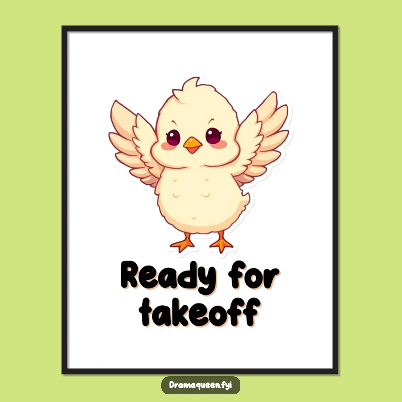 Funny Chick Take Flight Digital Art: Hilarious Printable Decor for Inspiration