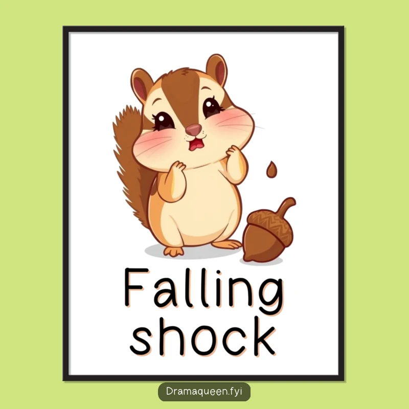 Funny Chipmunk Digital Art - Shocked Acorn Print, Instant Funny Gift Download
