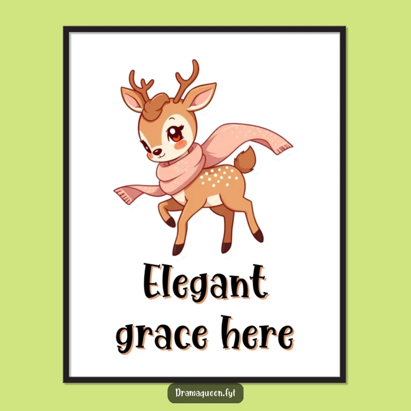 Funny Deer Twirl Digital Art: Hilarious Printable Decor for Elegant Spaces