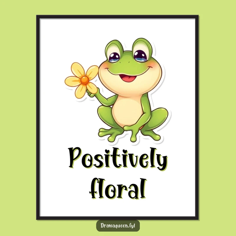 Funny Frog Digital Art - Goofy Flower Pose Print, Instant Funny Gift Download