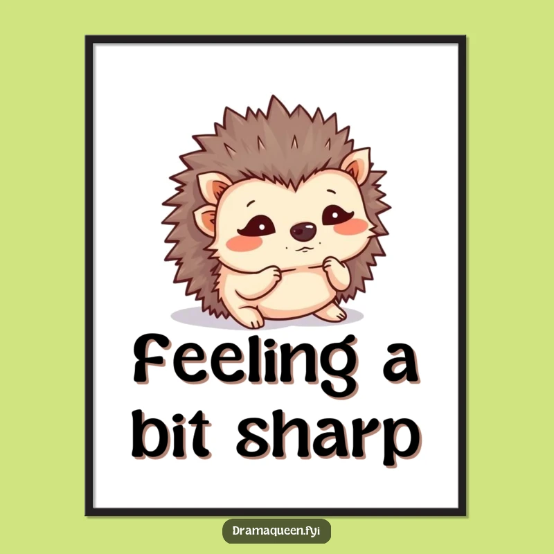 Funny Hedgehog Digital Print - Flustered Quill Shaking Hedgehog Art, Instant Hilarious Decor