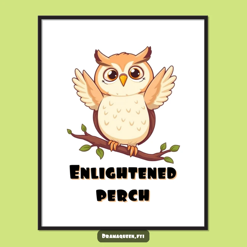 Funny Owl Digital Art: Dramatic Pose, Wise Printable, Hilarious Gift Idea