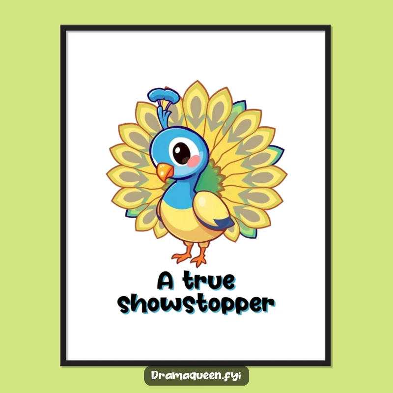 Funny Peacock Digital Art: Dazzling Tail Fan Printable Funny Gift