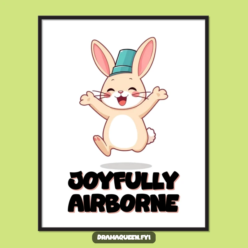 Funny Rabbit Fancy Hat Digital Art: Hilarious Joyful Decor, Perfect Funny Gift!