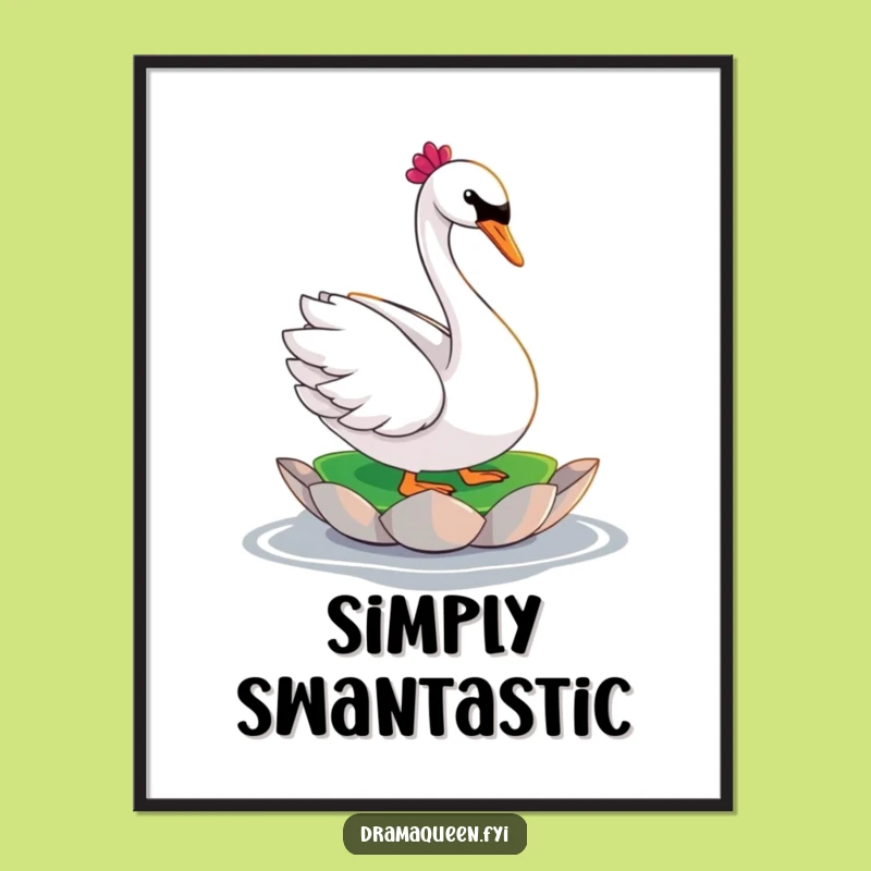 Funny Swan Diva Digital Print - Dramatic Pose Art Funny Gift Download