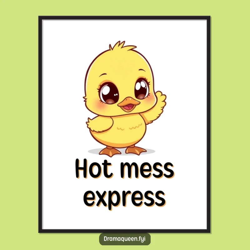 Funny Duckling Digital Print - Sparkly Eyed Fanning Duckling Art, Instant Hilarious Wall Decor