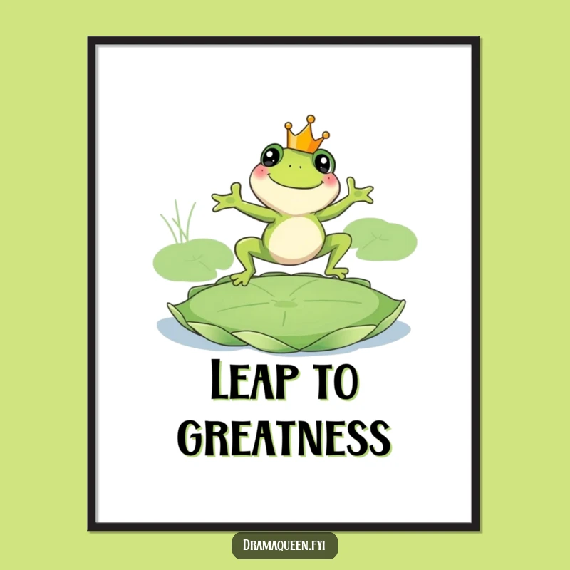 Funny Frog King Digital Print - Royal Leap Frog Art, Instant Hilarious Decor