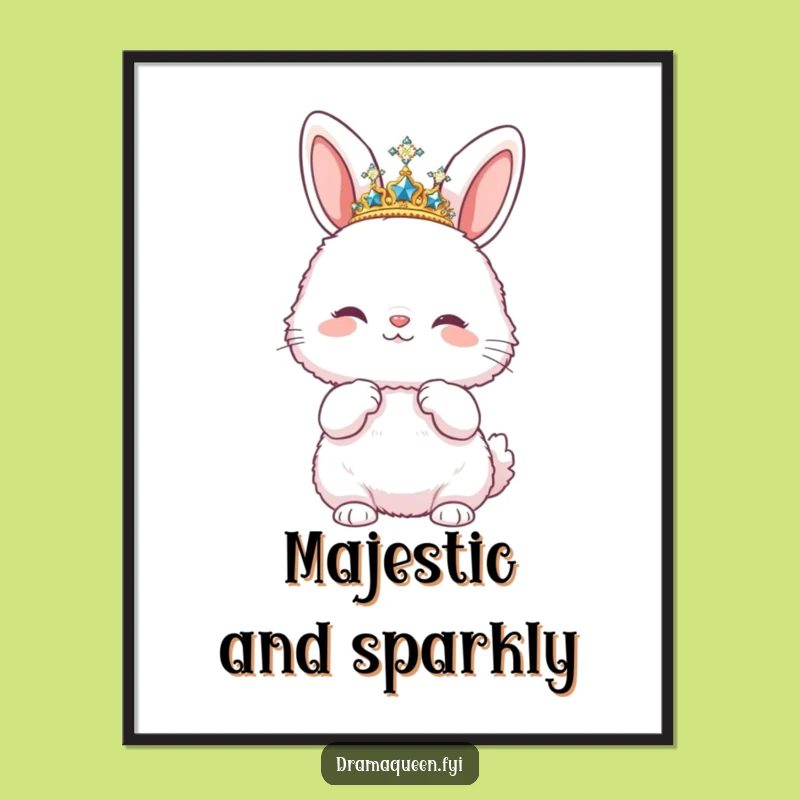 Funny Bunny Diva Digital Art: Sparkly Tiara Pose Wall Art Gift