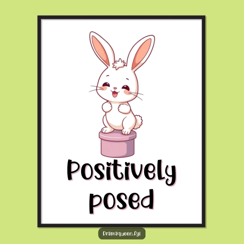 Funny Bunny Digital Art - Posing Rabbit Print, Instant Funny Gift Download