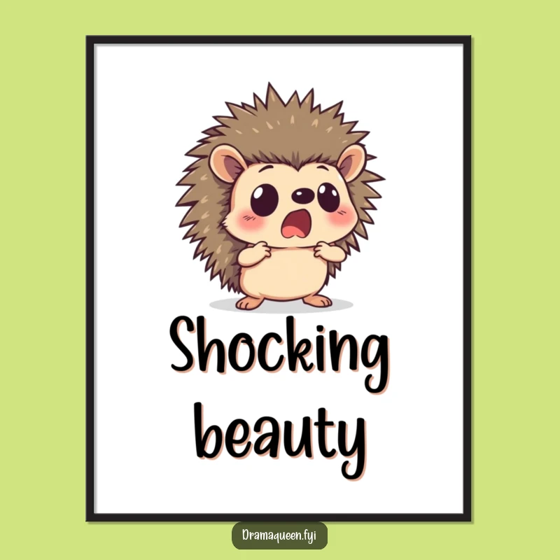 Funny Hedgehog Digital Art: Shocked Pose, Curious Printable, Hilarious Gift