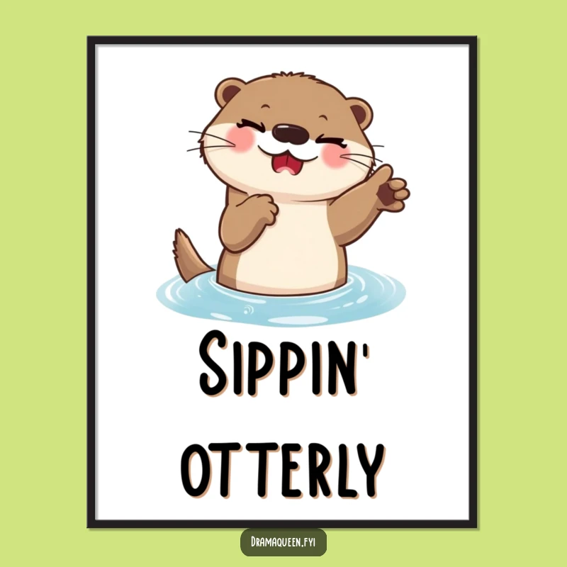 Funny Otter Pose Digital Art: Bring Aquatic Humor Home
