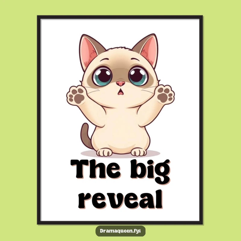 Funny Siamese Cat Digital Art: Surprise Paws Printable Funny Gift