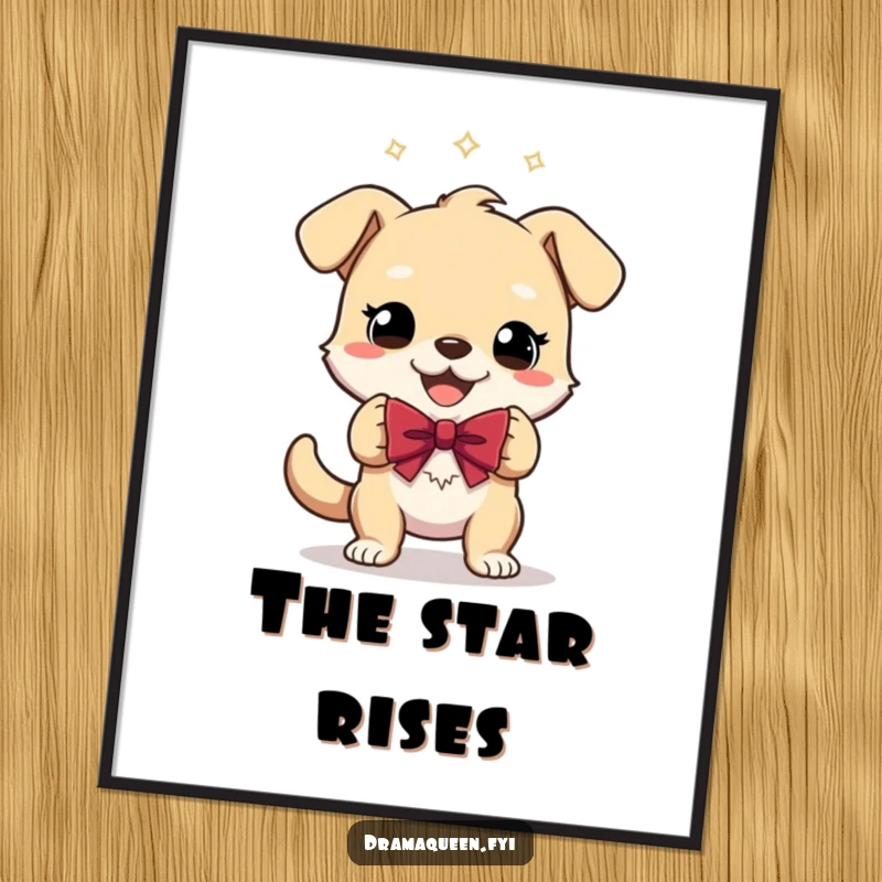 Funny Digital Art Print of a gleeful dog character performing a theatrical bow, delivering instant humorous and dramatic wall decor.