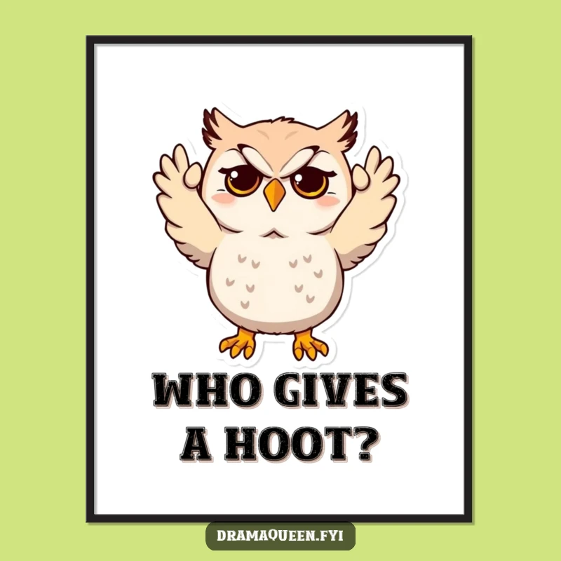 Funny Digital Art Print: Dramatic Owl Mock Despair Instant Download Funny Gift