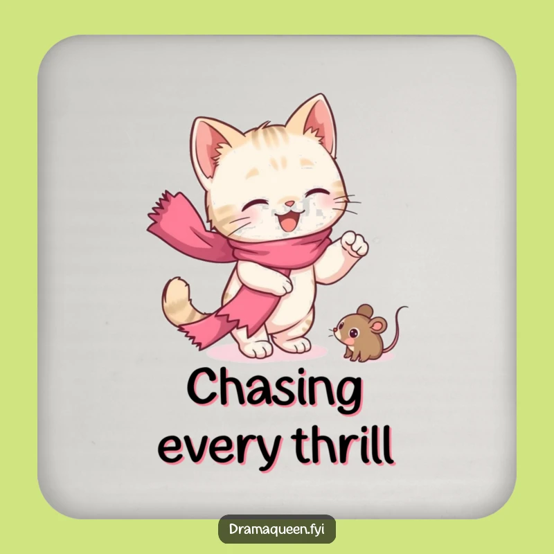 Funny Kitten Drama Coaster: Protect Surfaces with Cute Cat Art, Funny Gift