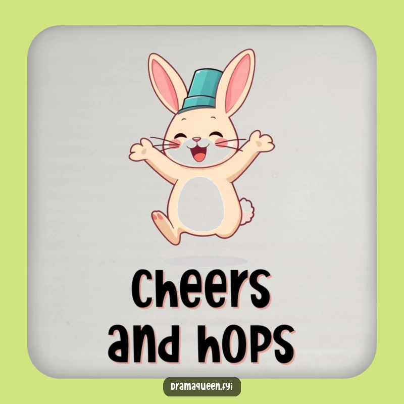 Funny Rabbit Fancy Hat Coaster: Protect Surfaces with Hilarious Style, Funny Gift!