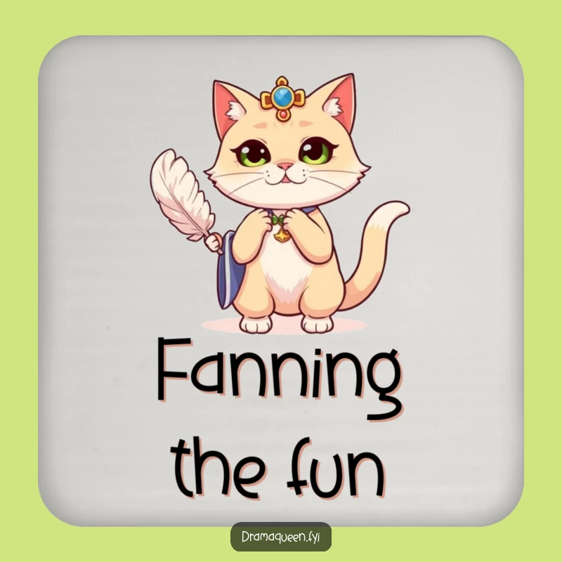 Funny Cat Fanning Coaster: Dramatic Decor for Regal & Sassy Tables!
