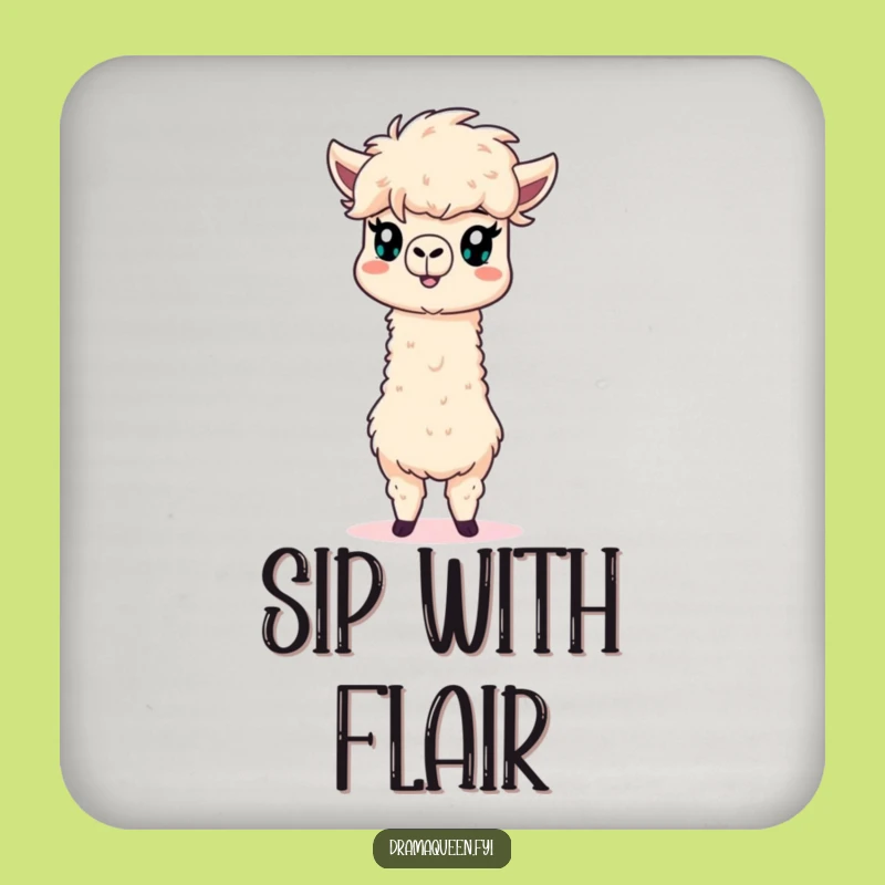 Funny Alpaca Coaster: Dramatic Fluffy Mane Protection