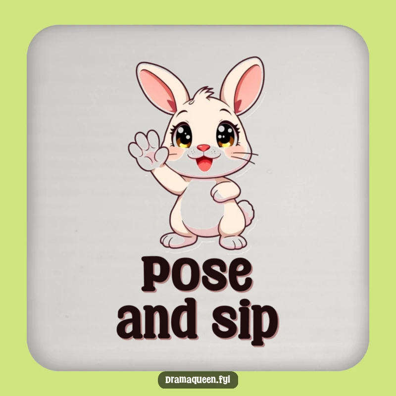 Funny Bunny Pose Coaster: Cute Character Drink Decor, Hilarious Housewarming Gift