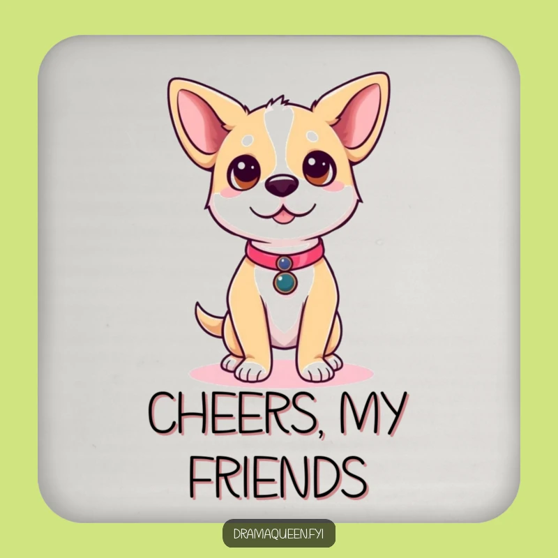 Funny Dog Runway Coaster Set: Cute Dog Posing, Protect Surfaces with Style