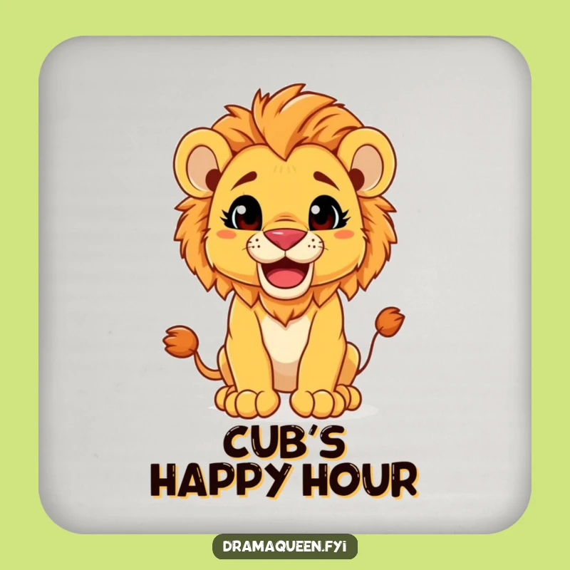 Funny Lion Cub Coaster: Regal Pose Funny Gift