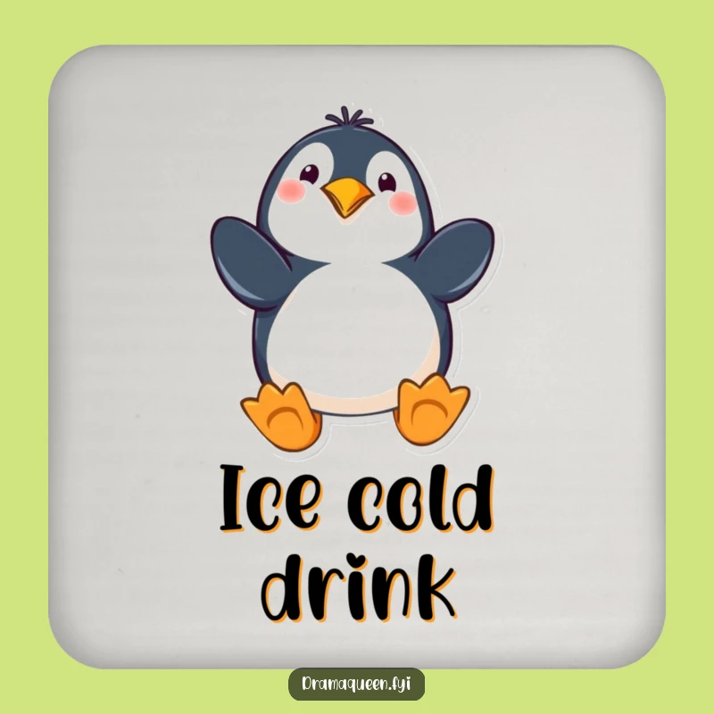 Funny Penguin Coasters: Flippers Out Pose, Playful Protection, Hilarious Gift