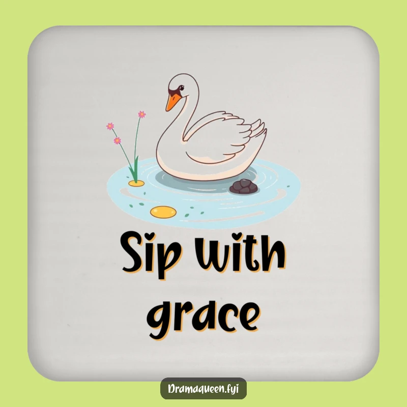 Funny Sassy Swan Coaster: Elegant Gliding Surface Protection, Perfect Humorous Gift
