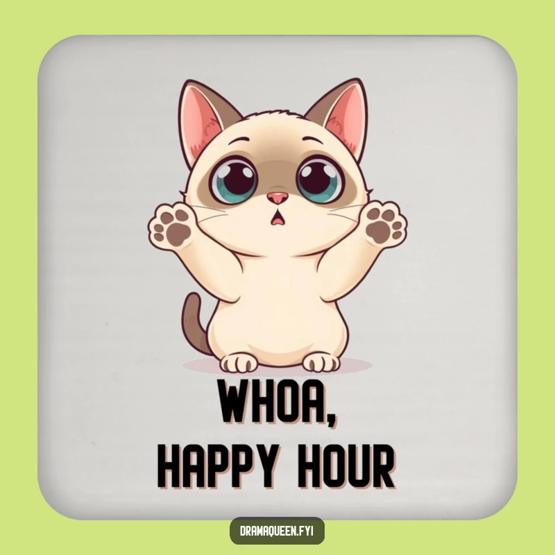 Funny Siamese Cat Coaster: Surprise Paws Funny Gift