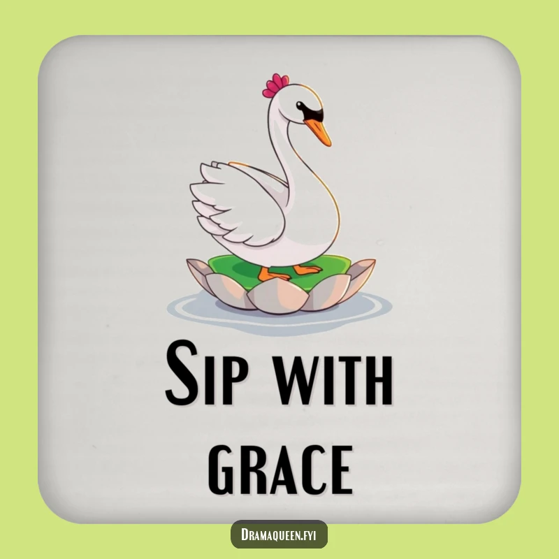 Funny Swan Diva Coaster - Dramatic Pose Protects Surfaces Funny Gift